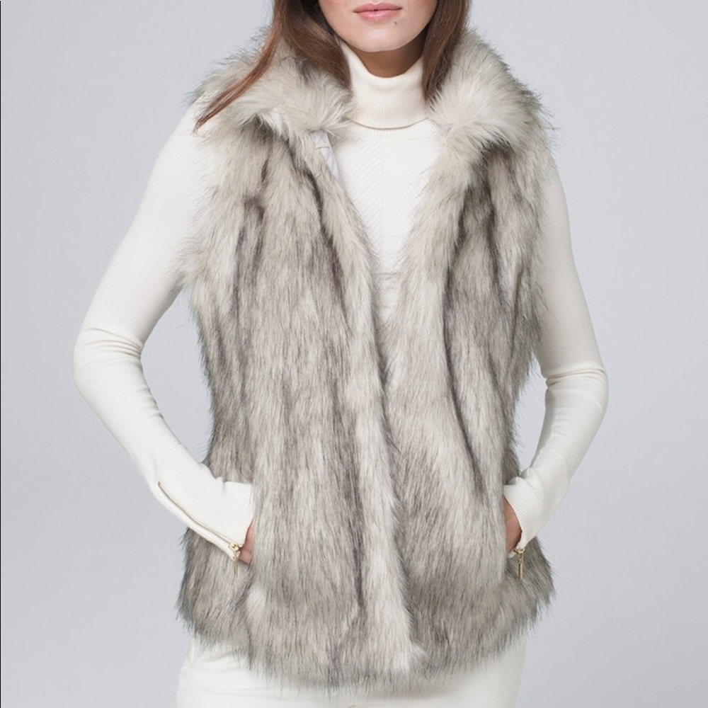 White House Black Market Faux Fur Vest size xs